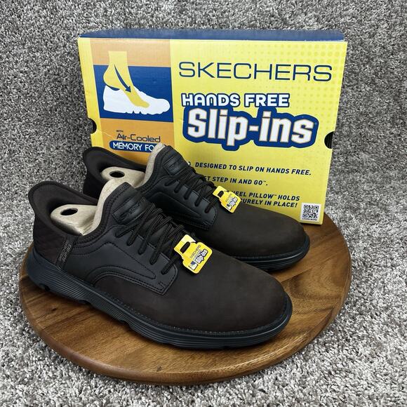 Skechers Mens Size 12 Slip-ins Garza Gervin 205046 Brown Memory Foam Sneakers - Picture 1 of 13